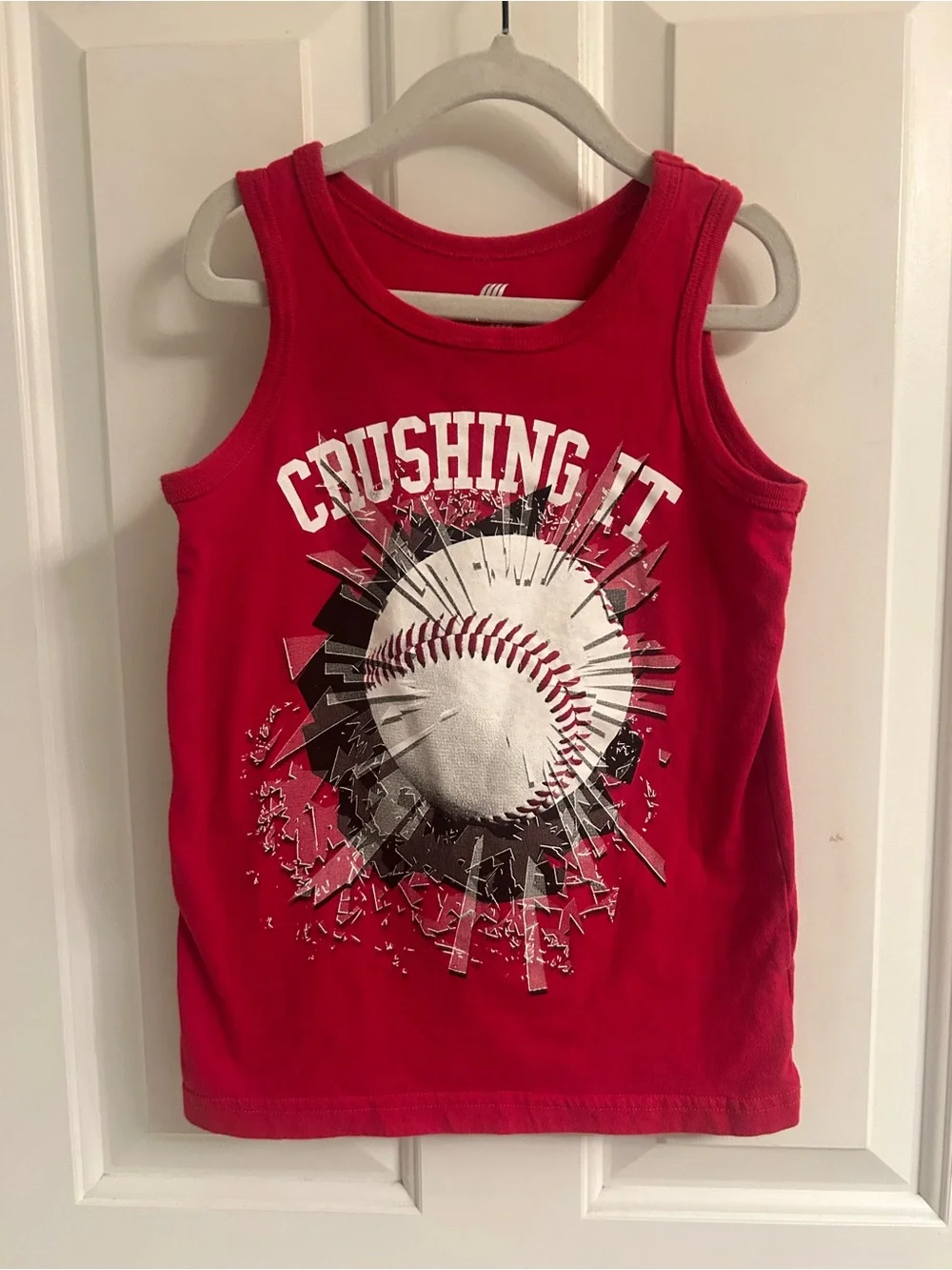 Boys The Children's Place Red Tank Top with Baseball Graphic